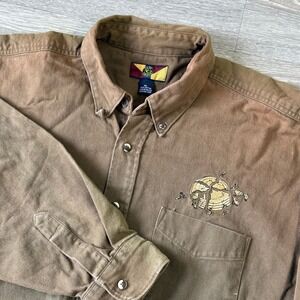 Vintage Camp Creek‎ Button Up Shirt Faded Olive Green Long Sleeve Outdoor XL